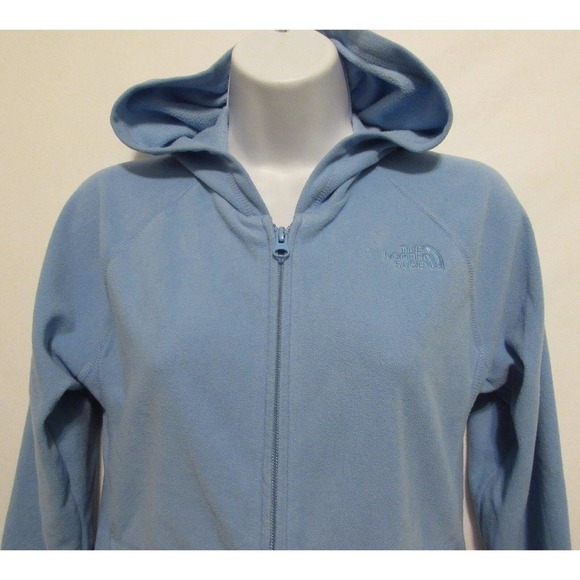 The North Face Girls Youth Light Blue Hooded Fleece Polartec Size L Sweater - Picture 4 of 9